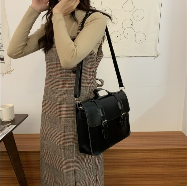 Korean preppy style student school bag pu leather female messenger bags ...