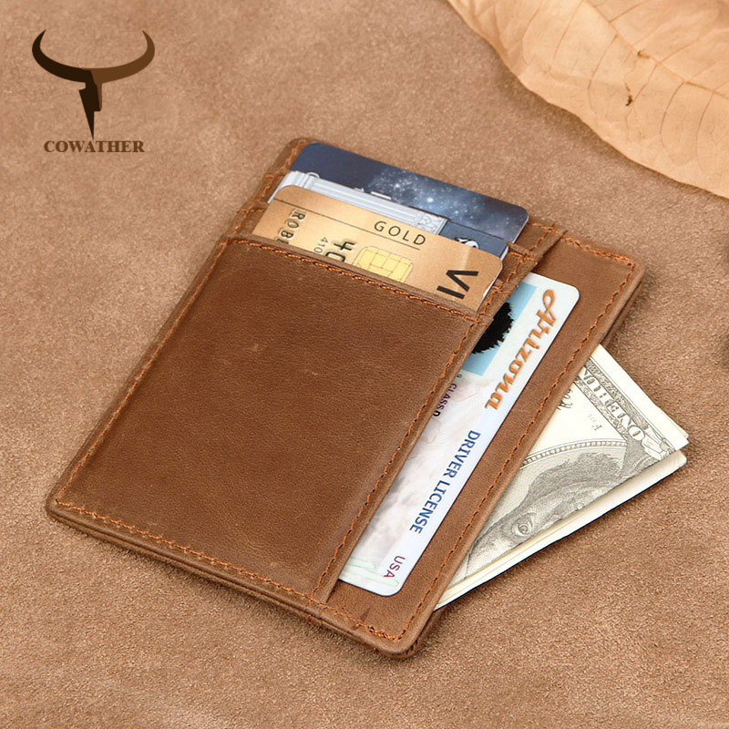 fashion card holder wallet vintage top quality cow genuine leather male