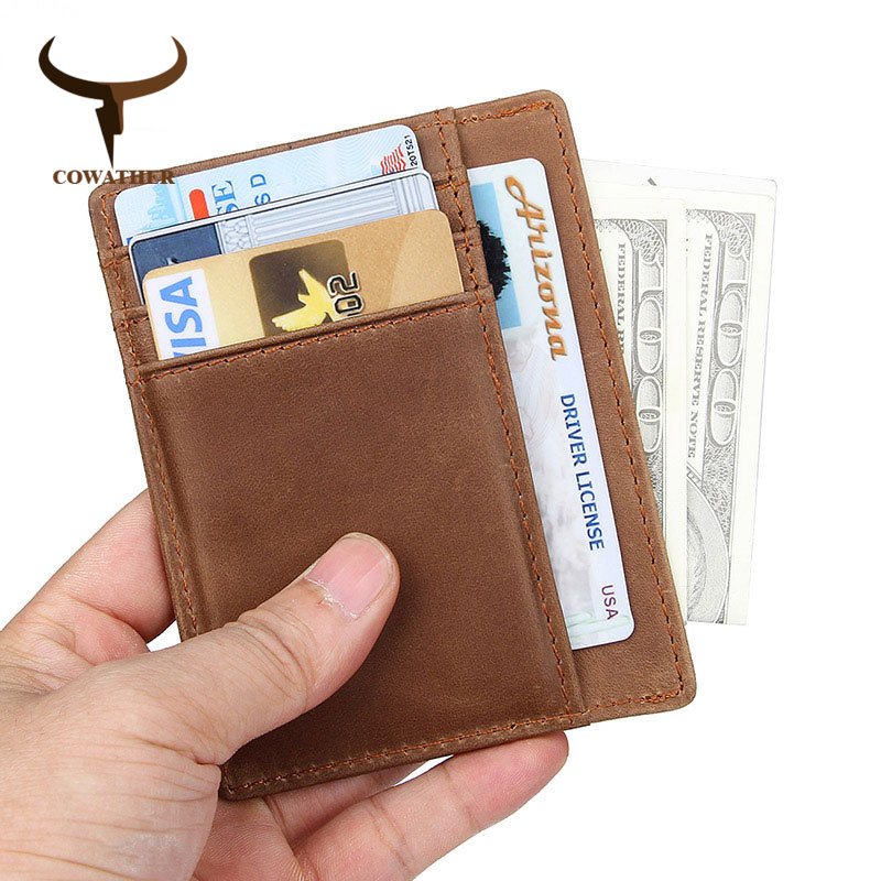 fashion card holder wallet vintage top quality cow genuine leather male