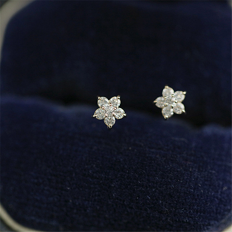 925 Sterling Silver Plated 14k Gold Pavé Crystal Five-pointed Star ...
